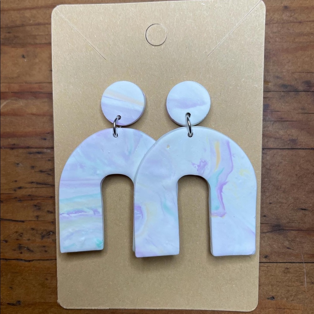 Pastel polymer clay statement earrings